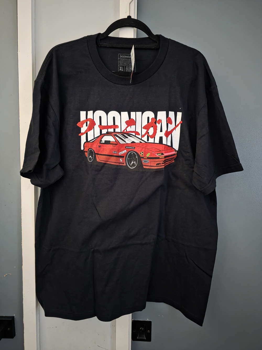 Hoonigan Men's Black Short-Sleeve Tee with Red Car Graphic